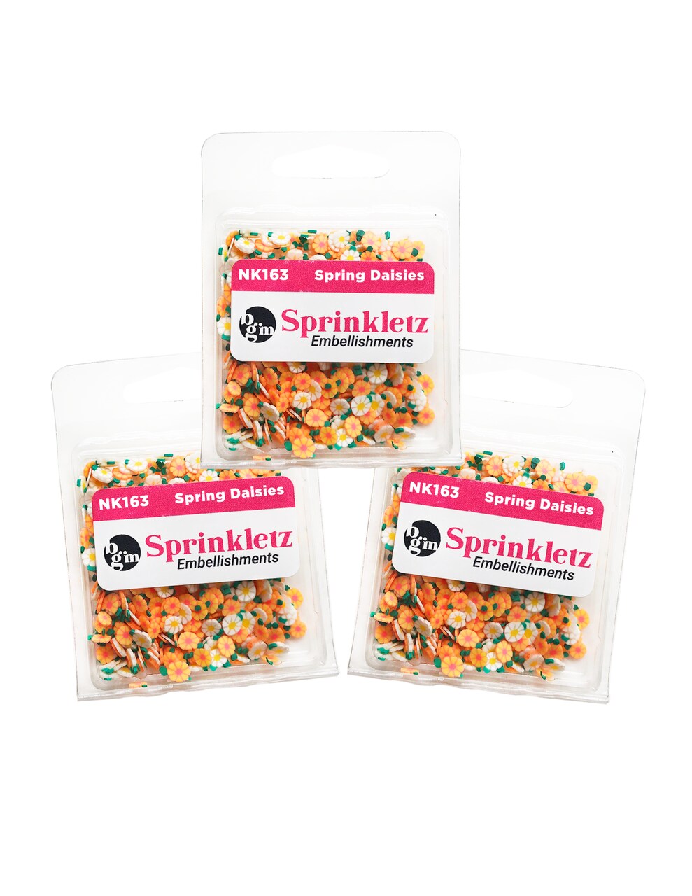 Buttons Galore Sprinkletz Embellishments for Crafts, Tiny Polymer Clay Shapes & Unique Designs - Spring Daises- 3 Pack